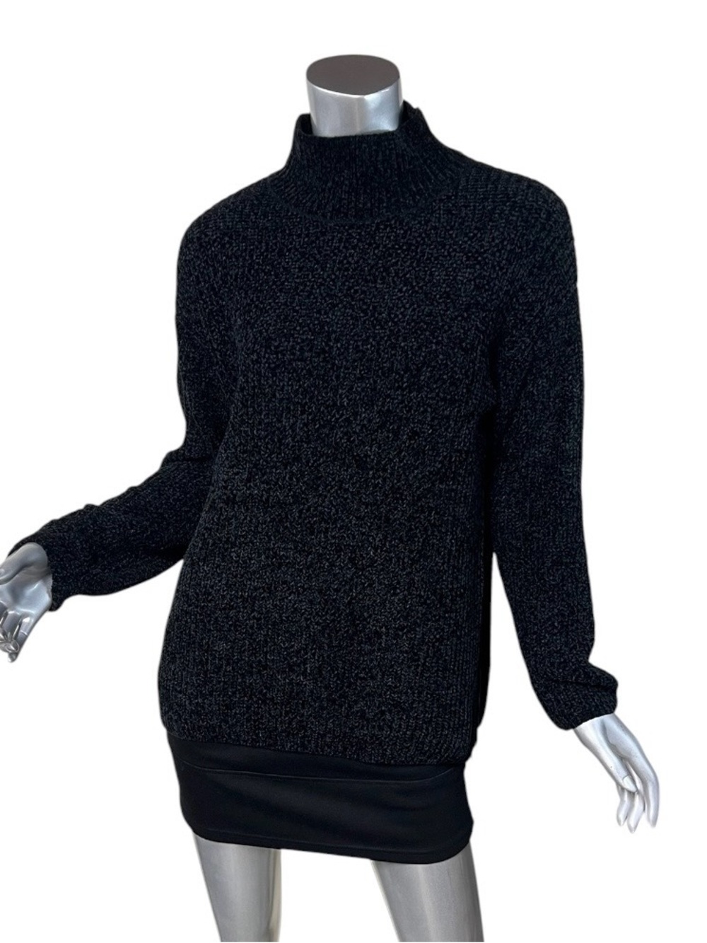 Cynthia Rowley Chenille Mock Turtle Neck Sweater Gold Zip Sides Women’s MEDIUM